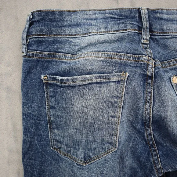 HM Pants Womens 28 Blue Denim Low Waist Boot Cut Flat Front Jeans Bottoms - Picture 15 of 16